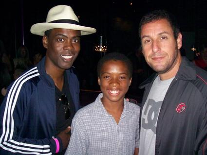 Xavier Dillingham with actors Chris Rock and Adam Sandler
