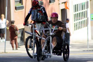 Kevin James is out for a peddle on the Boston Common in 